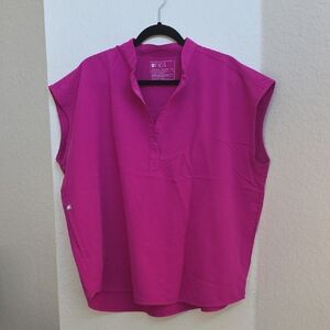 Figs Women's Vivid Pink Sleeveless Blouse